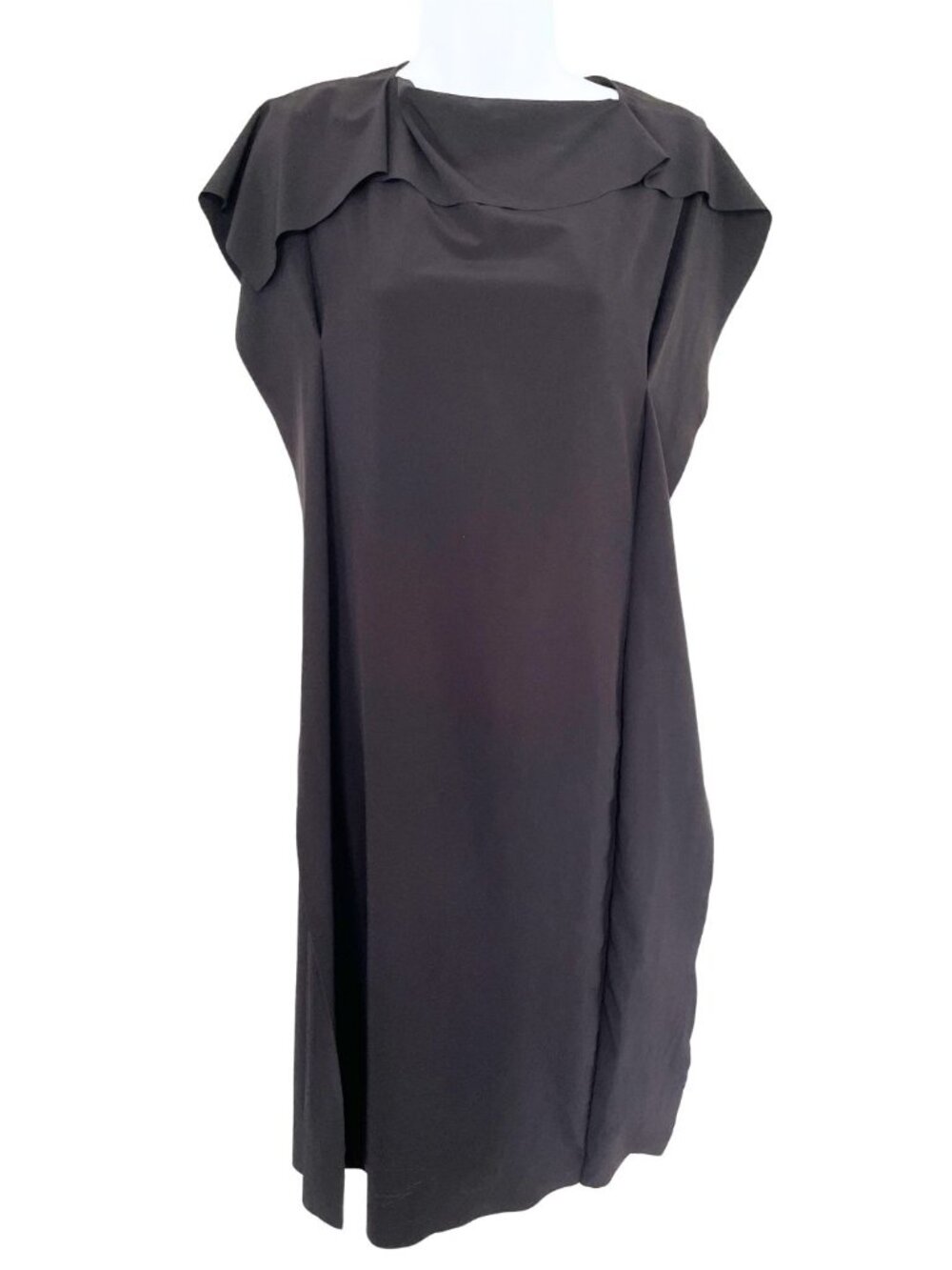 COS Draped Asymmetrical Black Midi Sleeveless Dress EUR 38 US Sz 6 Minimalist